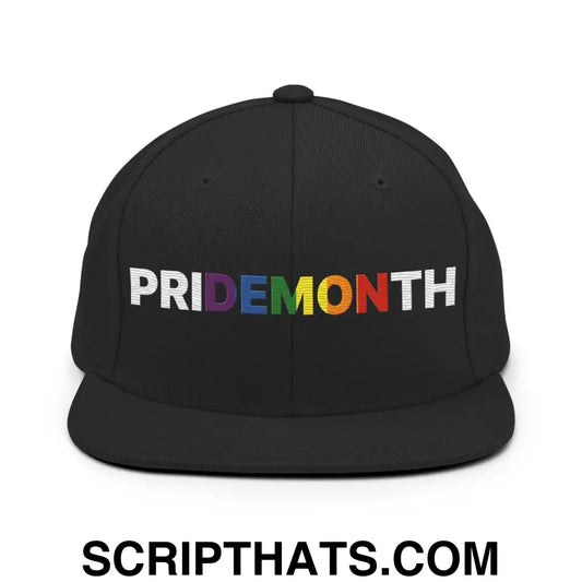 Pride Month Demon II Flat Bill Brim Snapback Hat Black