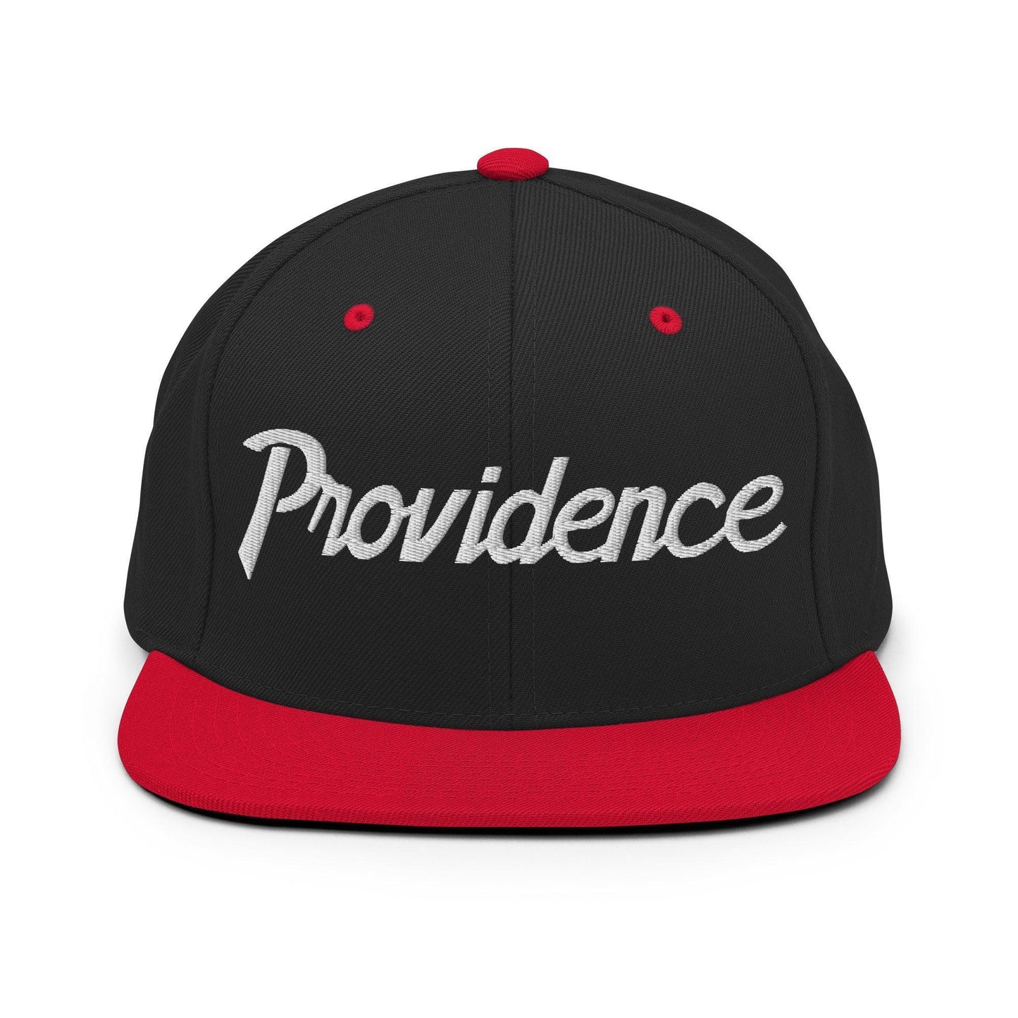 Providence Script Snapback Hat Black Red