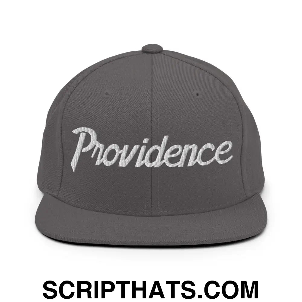 Providence Script Snapback Hat Dark Grey