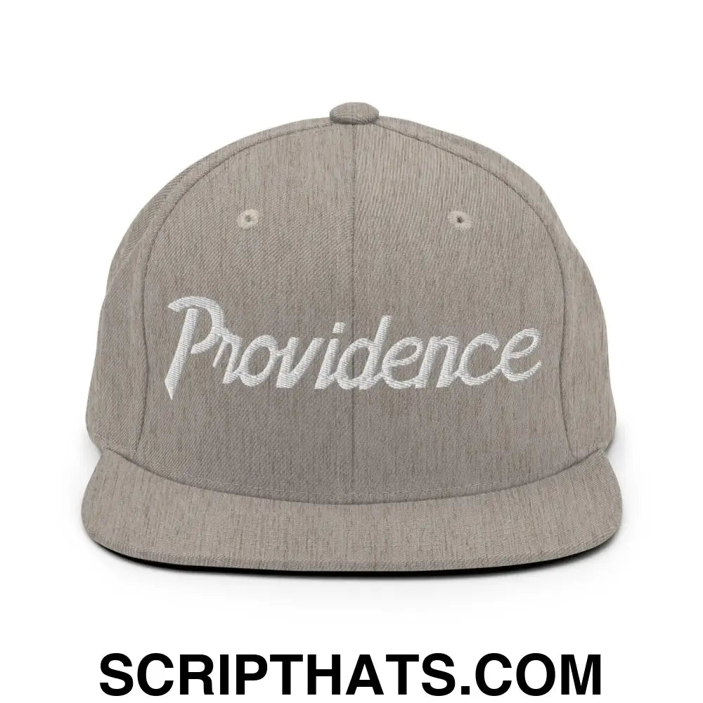 Providence Script Snapback Hat Heather Grey