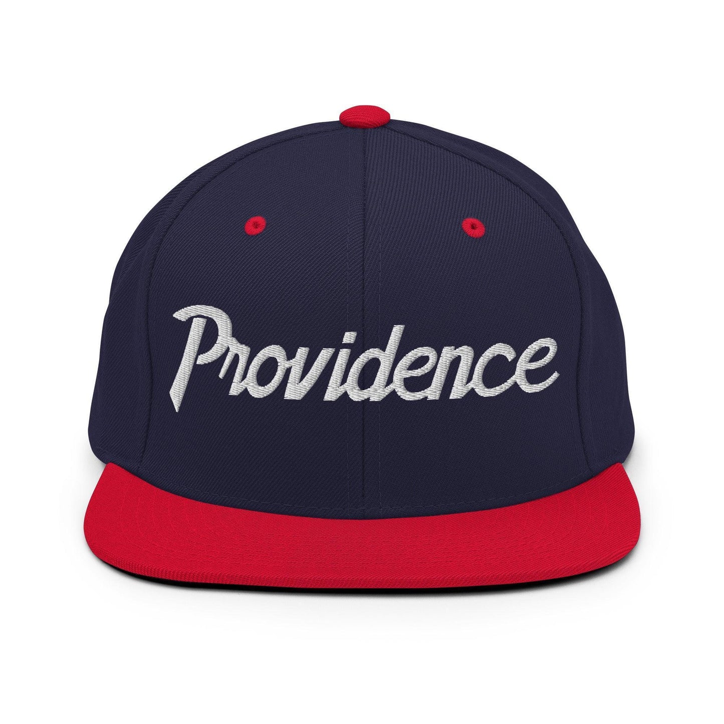 Providence Script Snapback Hat Navy Red