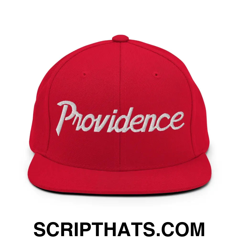 Providence Script Snapback Hat Red