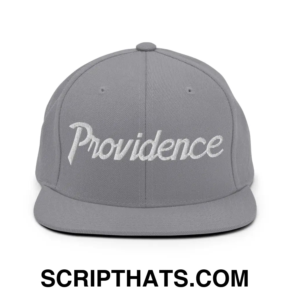 Providence Script Snapback Hat Silver