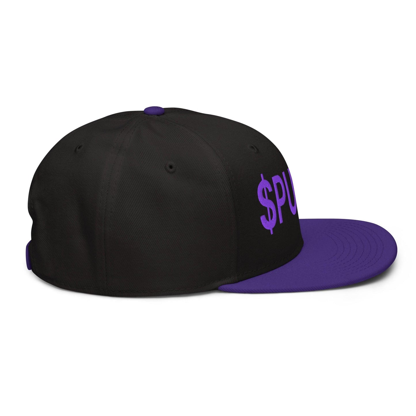 Purple Pepe $PURPE Embroidered Flat Bill Brim Snapback Hat Purple Black Black