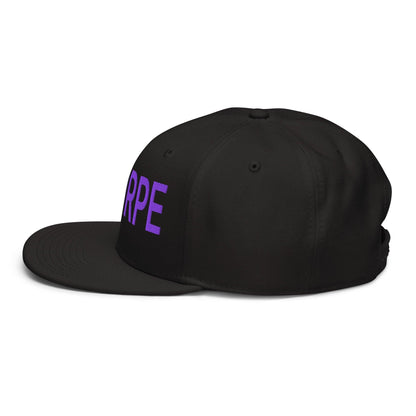 Purple Pepe $PURPE Embroidered Flat Bill Brim Snapback Hat Black