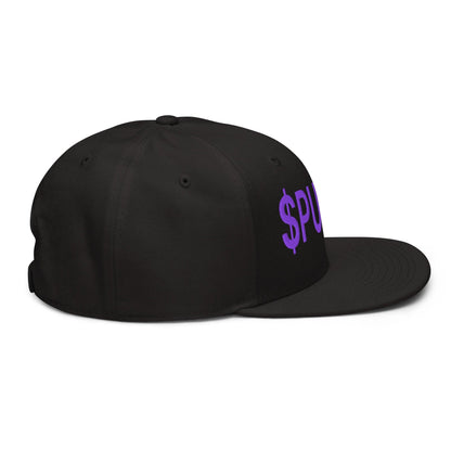 Purple Pepe $PURPE Embroidered Flat Bill Brim Snapback Hat Black