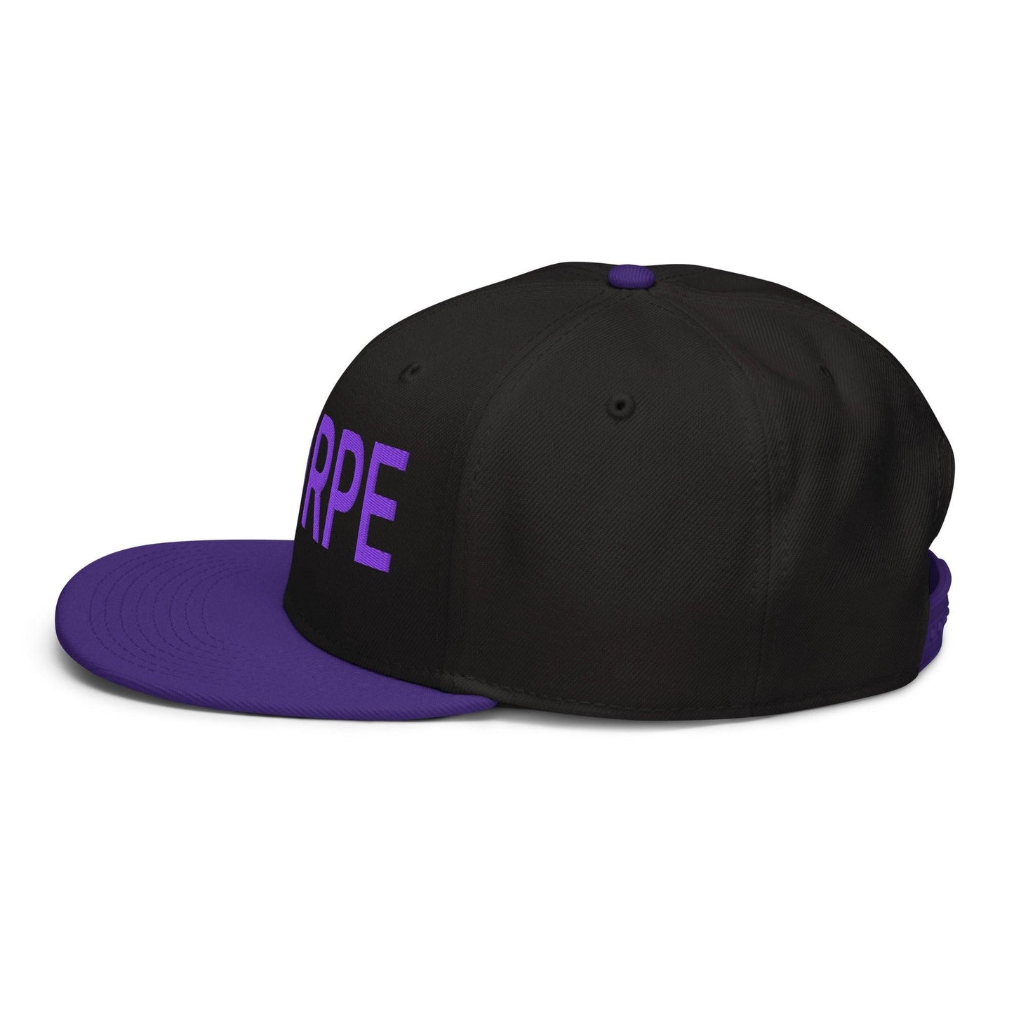 Purple Pepe $PURPE Embroidered Flat Bill Brim Snapback Hat Purple Black Black