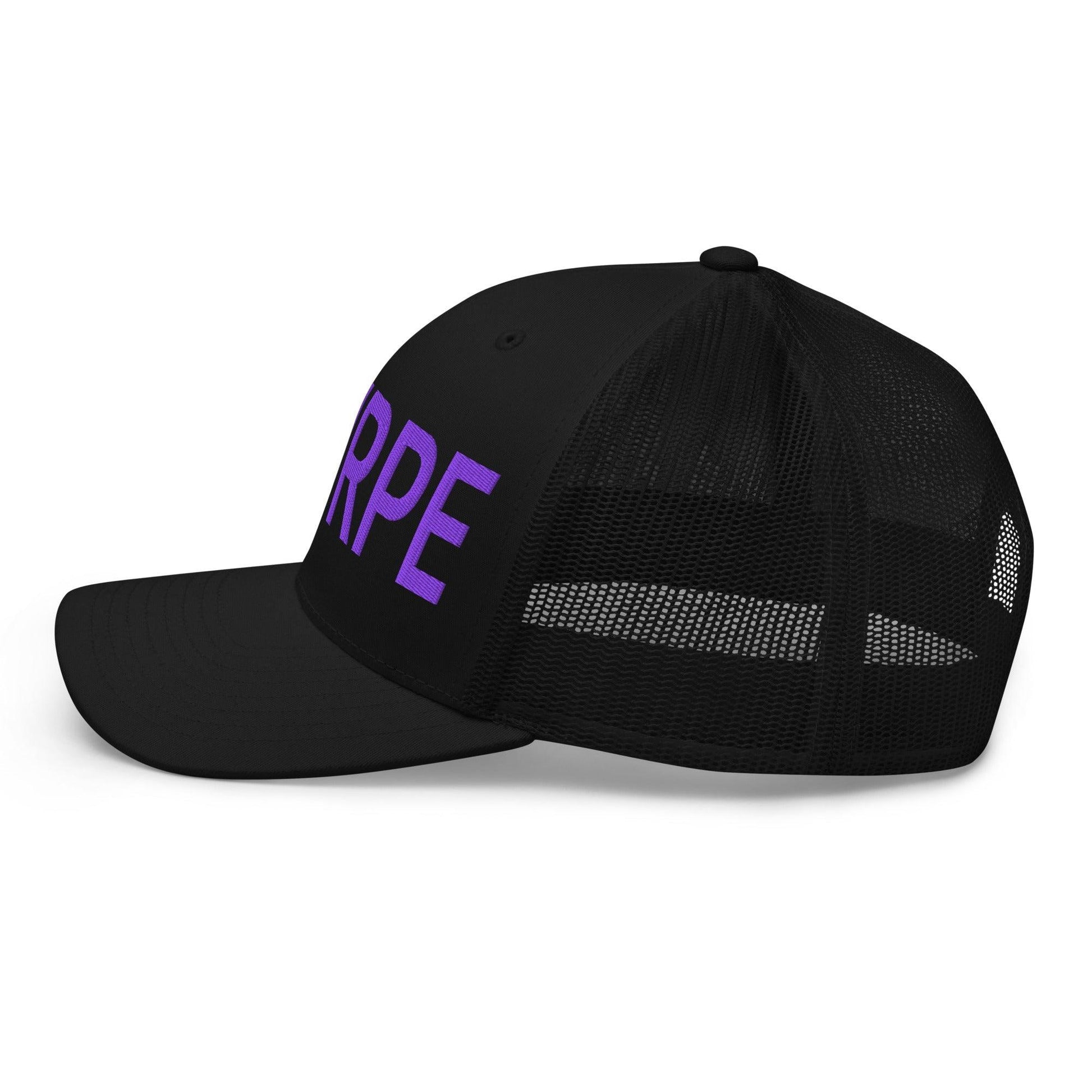 Purple Pepe $PURPE Embroidered Mesh Trucker Hat Black