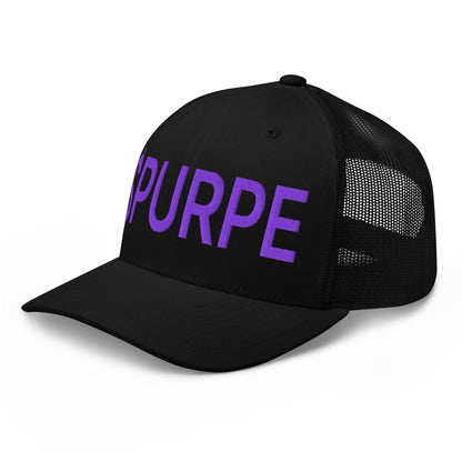 Purple Pepe $PURPE Embroidered Mesh Trucker Hat Black