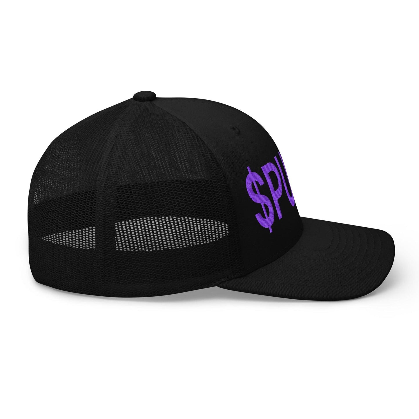 Purple Pepe $PURPE Embroidered Mesh Trucker Hat Black