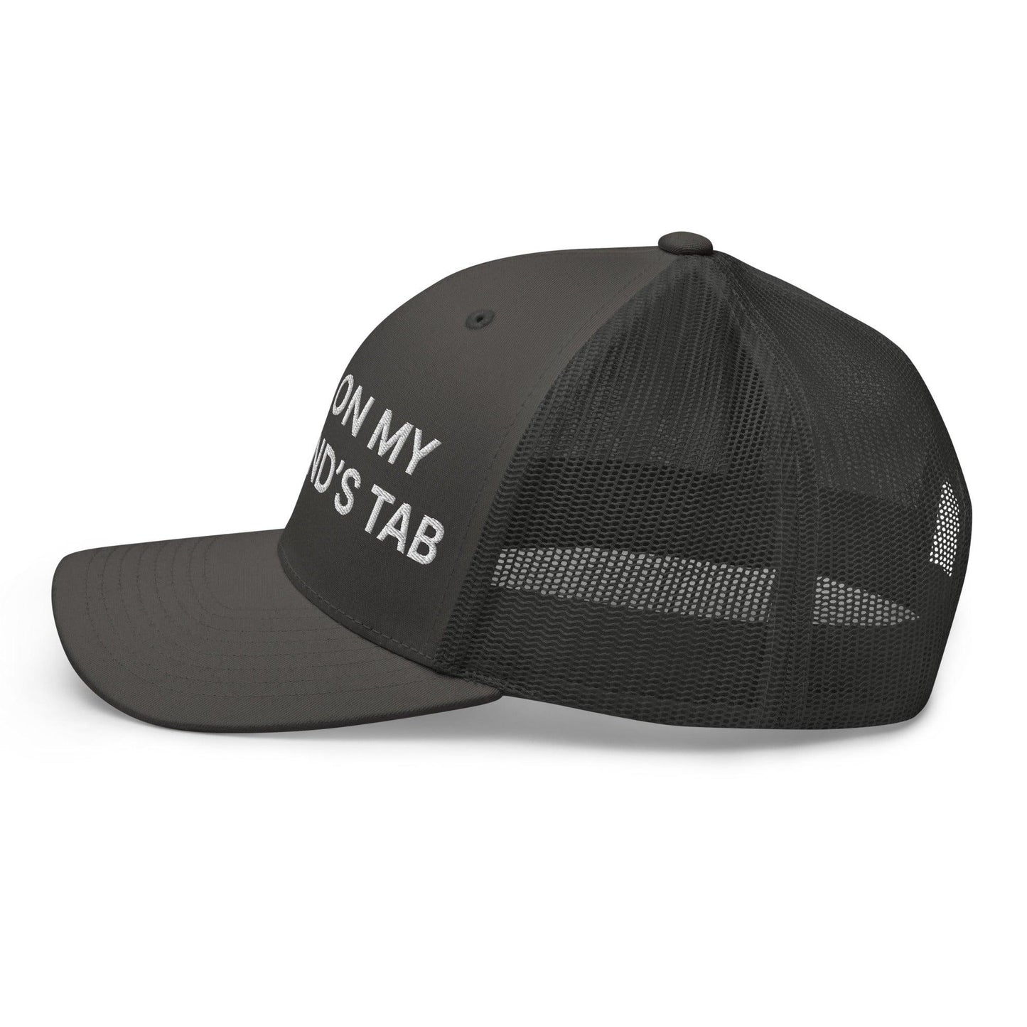 Put It on My Boyfriend's Tab Embroidered Mesh Trucker Hat Charcoal