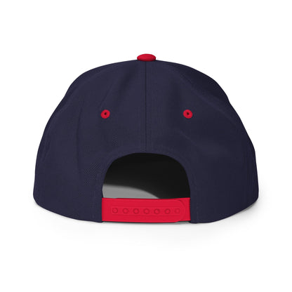 Put It on My Fiance's Tab Embroidered Flat Bill Brim Snapback Hat Navy Red