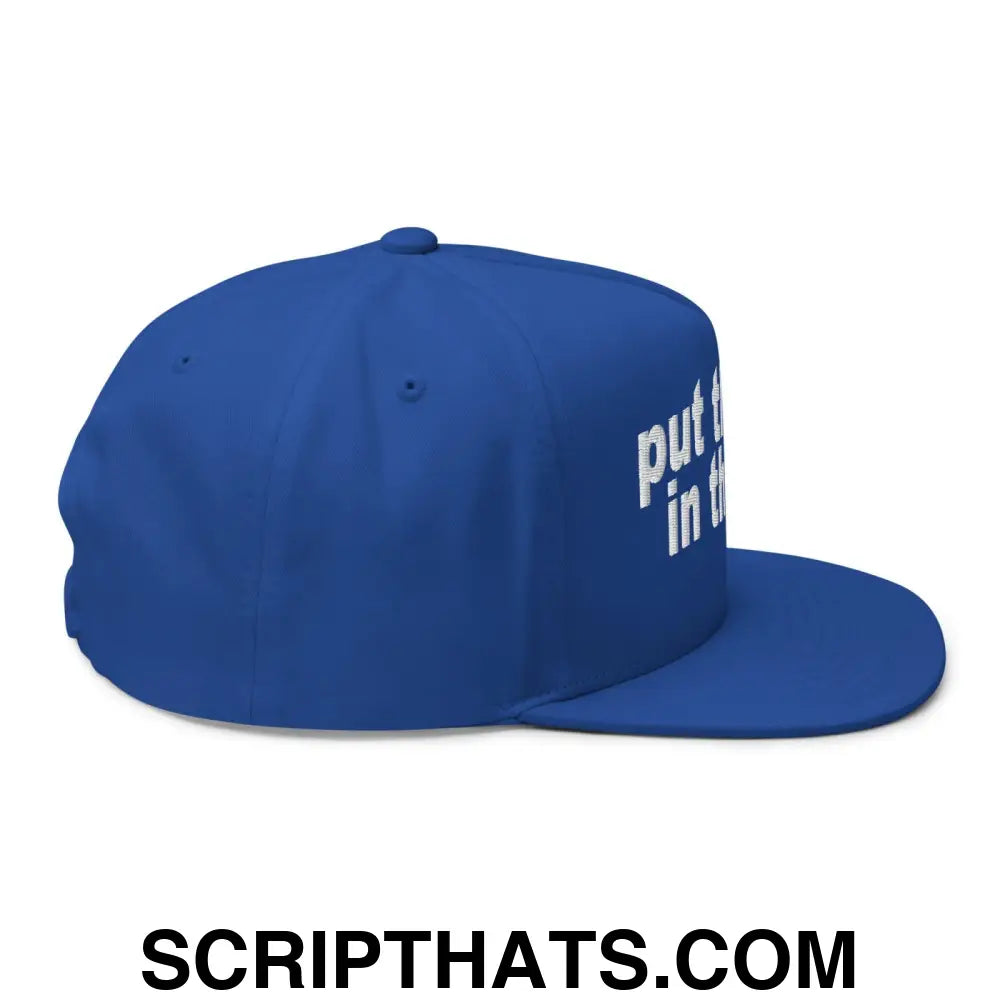 Put the Fries in the Bag Embroidered 5 Panel Flat Bill Brim Snapback Hat Royal Blue