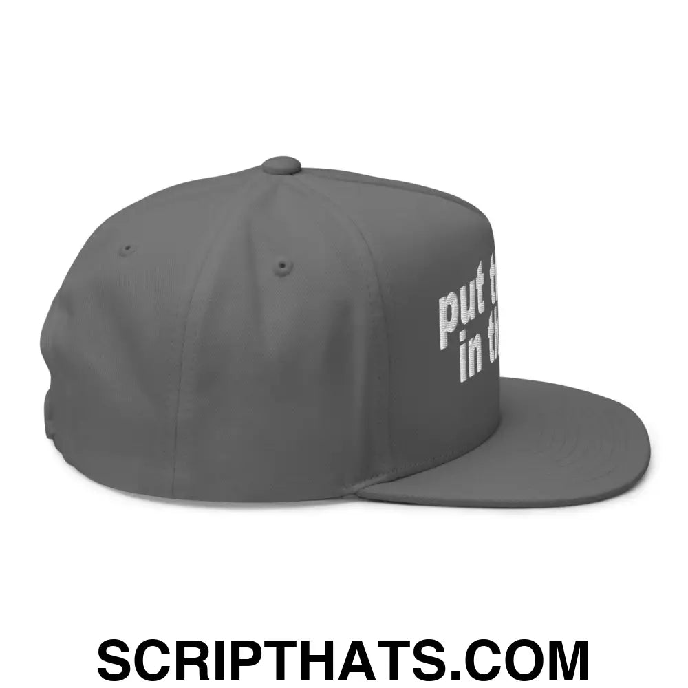 Put the Fries in the Bag Embroidered 5 Panel Flat Bill Brim Snapback Hat Grey