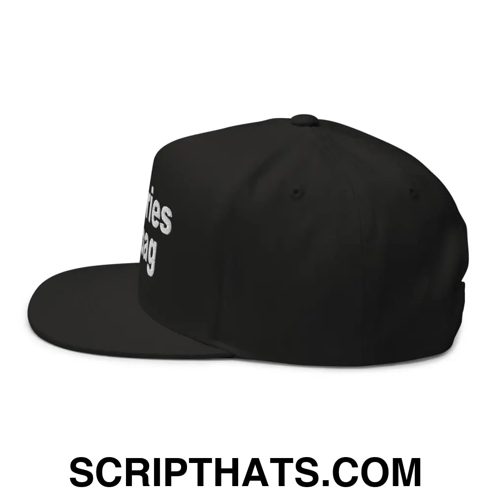 Put the Fries in the Bag Embroidered 5 Panel Flat Bill Brim Snapback Hat Black