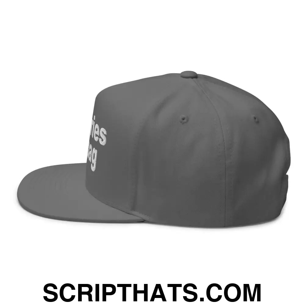 Put the Fries in the Bag Embroidered 5 Panel Flat Bill Brim Snapback Hat Grey