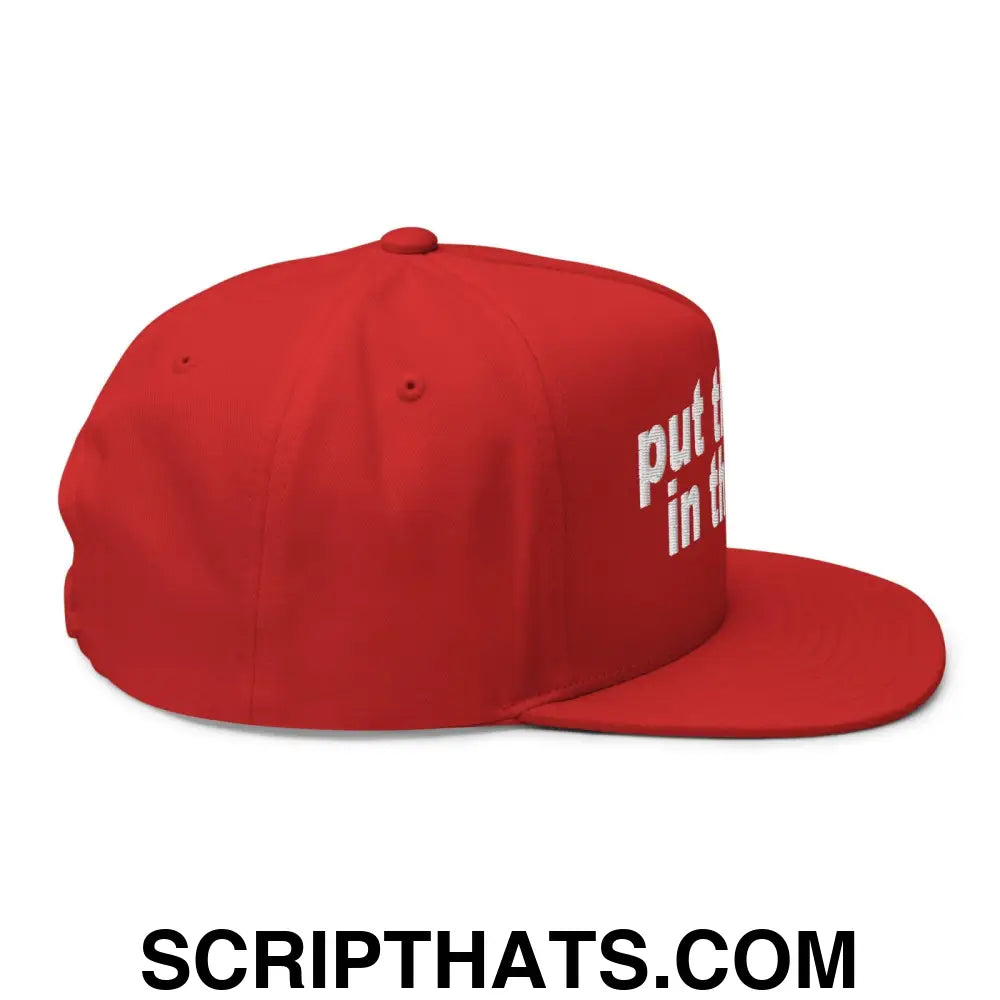 Put the Fries in the Bag Embroidered 5 Panel Flat Bill Brim Snapback Hat Red