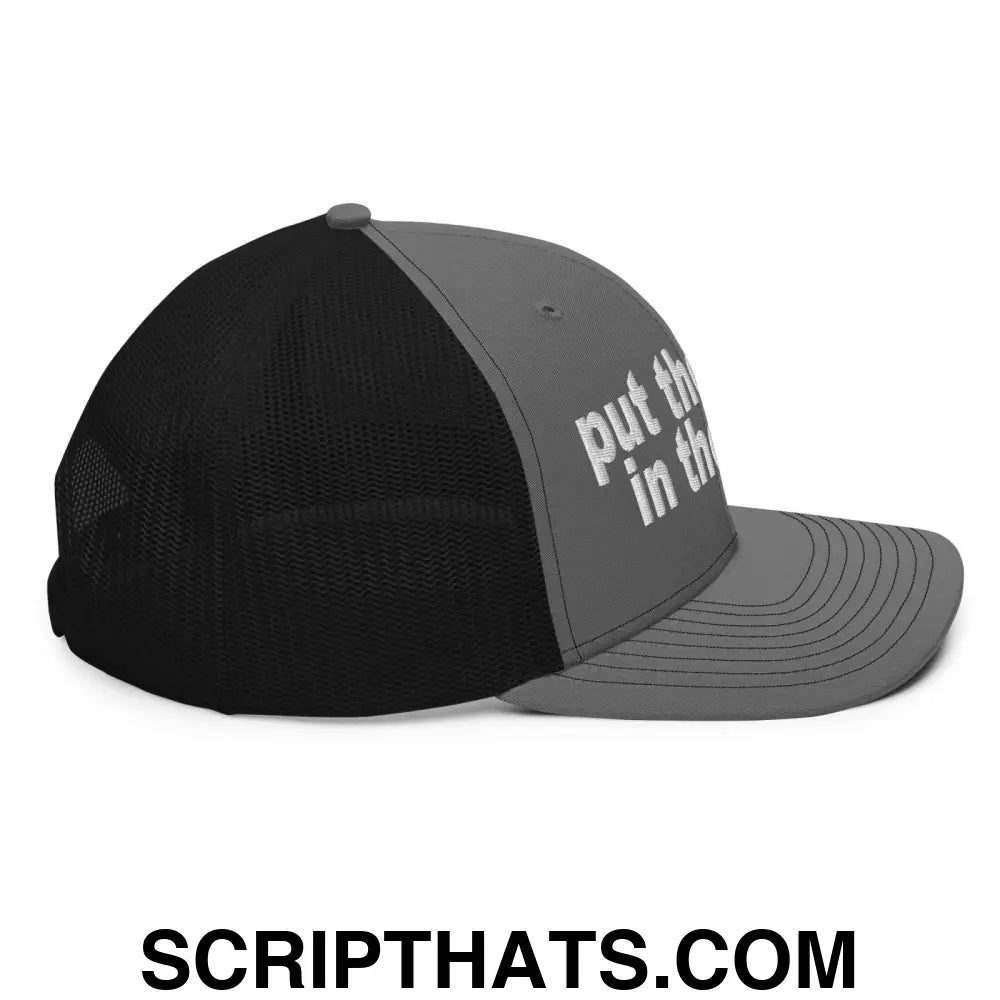 Put the Fries in the Bag Embroidered Classic Mesh Trucker Hat Charcoal Black