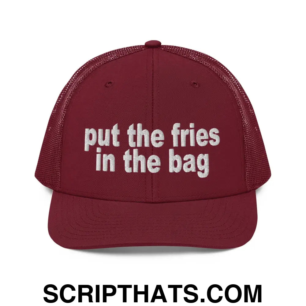 Put the Fries in the Bag Embroidered Classic Mesh Trucker Hat Cardinal