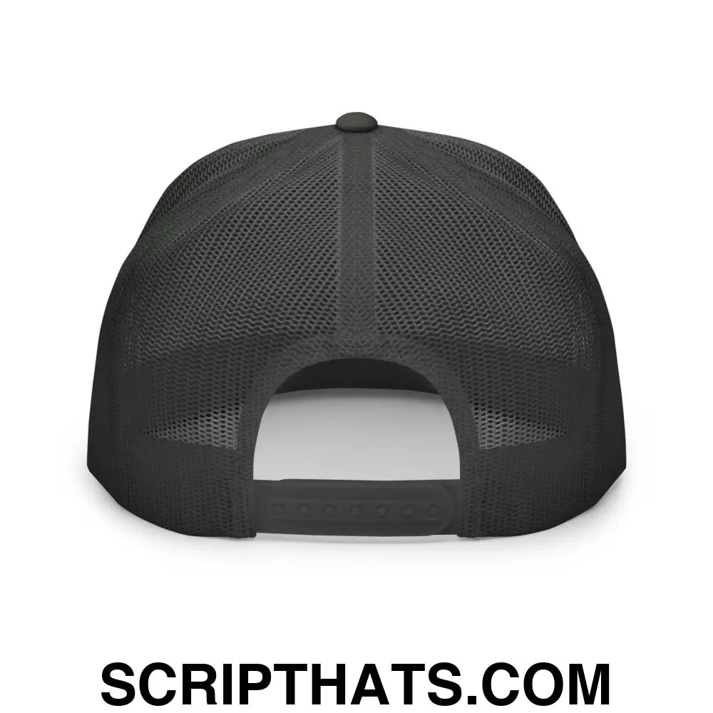 Put the Fries in the Bag Embroidered Mesh Flat Bill Brim Trucker Hat Charcoal