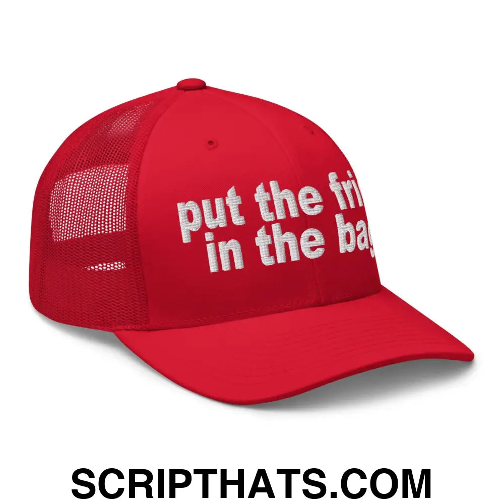 Put the Fries in the Bag Embroidered Mesh Trucker Hat Red