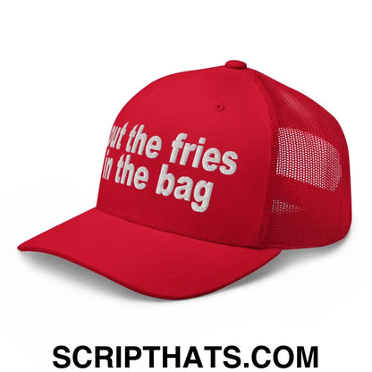 Put the Fries in the Bag Embroidered Mesh Trucker Hat Red