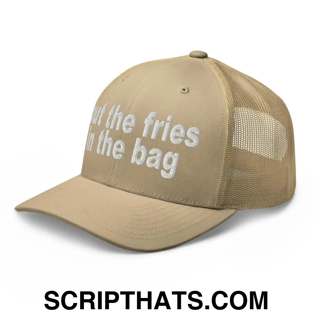 Put the Fries in the Bag Embroidered Mesh Trucker Hat Khaki