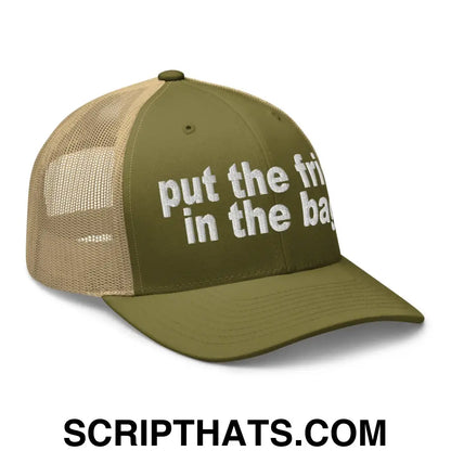 Put the Fries in the Bag Embroidered Mesh Trucker Hat Moss Khaki