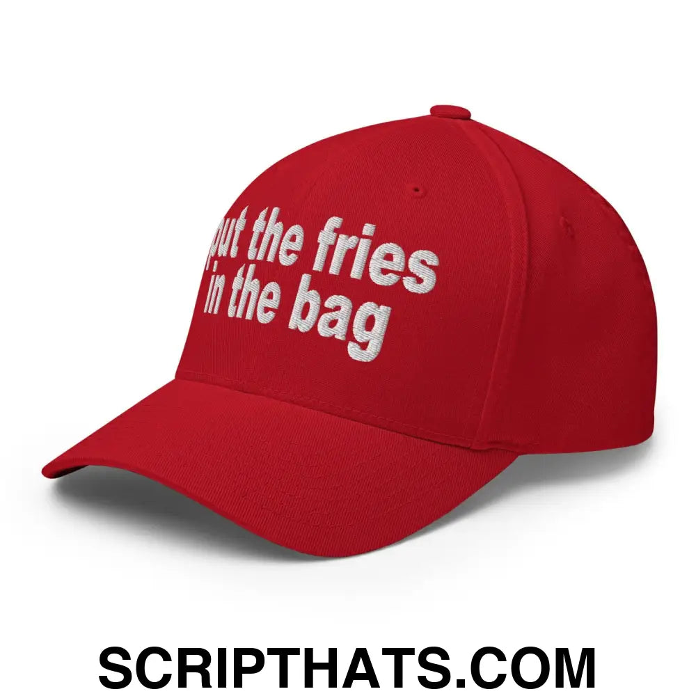 Put the Fries in the Bag Embroidered Stretch Fit Baseball Hat Red