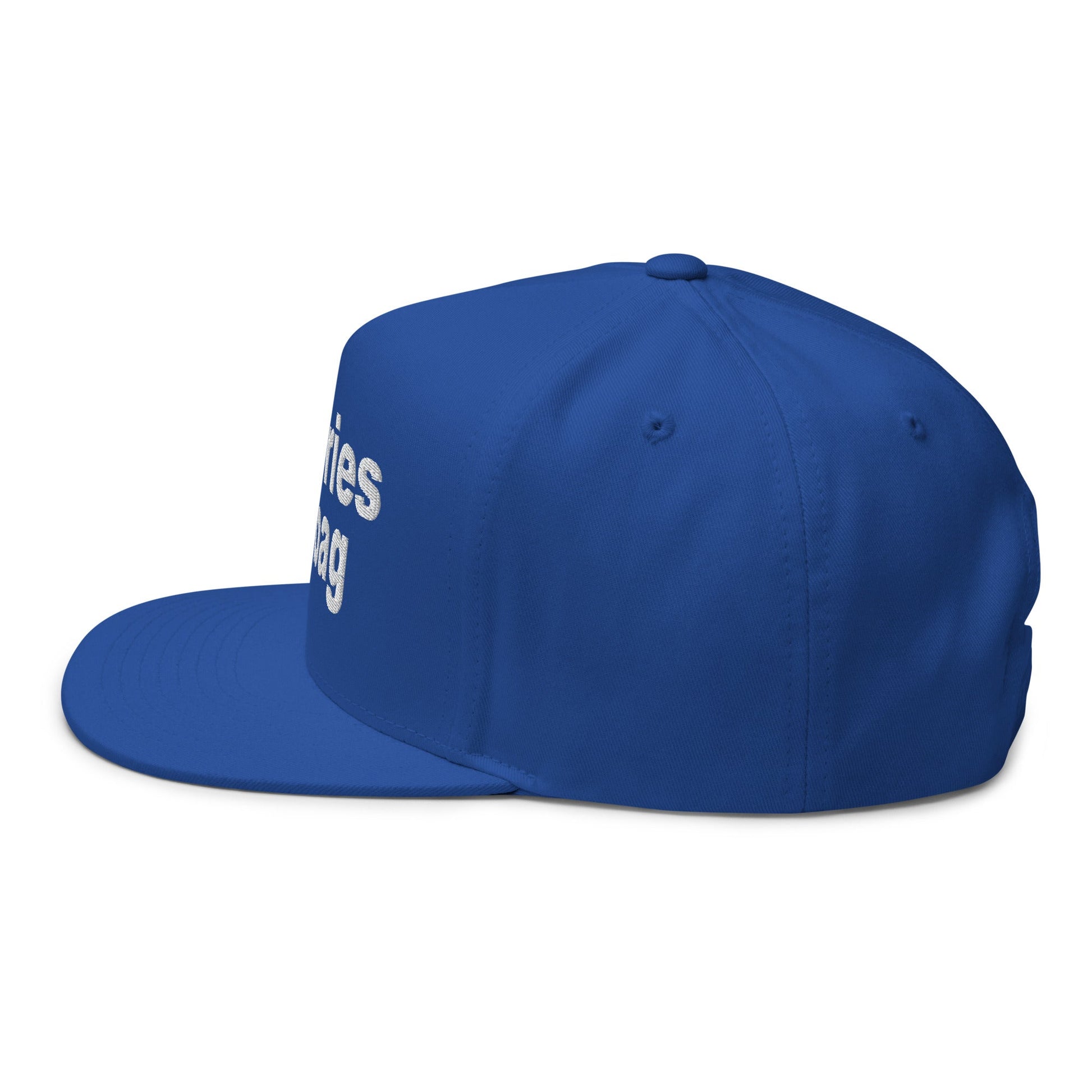 Put the Fries in the Bag Embroidered 5 Panel Flat Bill Brim Snapback Hat Royal Blue