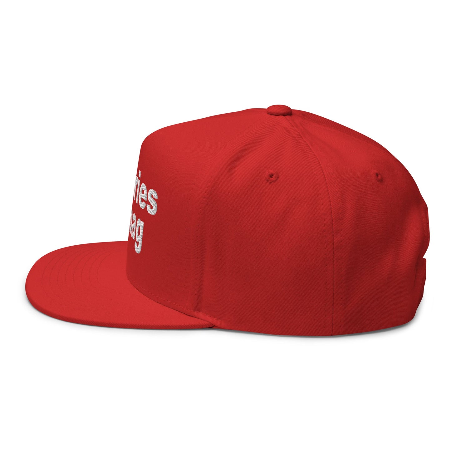 Put the Fries in the Bag Embroidered 5 Panel Flat Bill Brim Snapback Hat Red