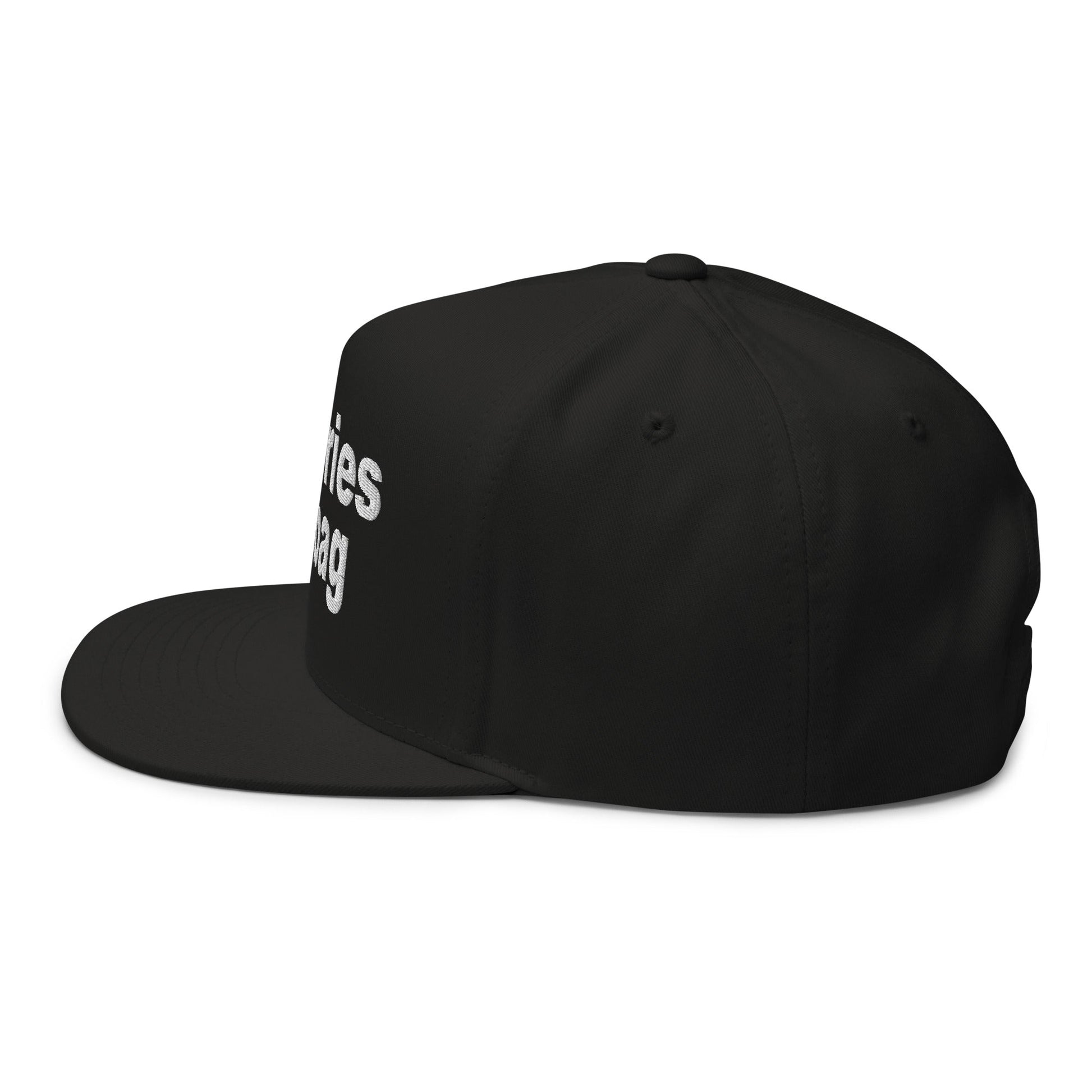 Put the Fries in the Bag Embroidered 5 Panel Flat Bill Brim Snapback Hat Black