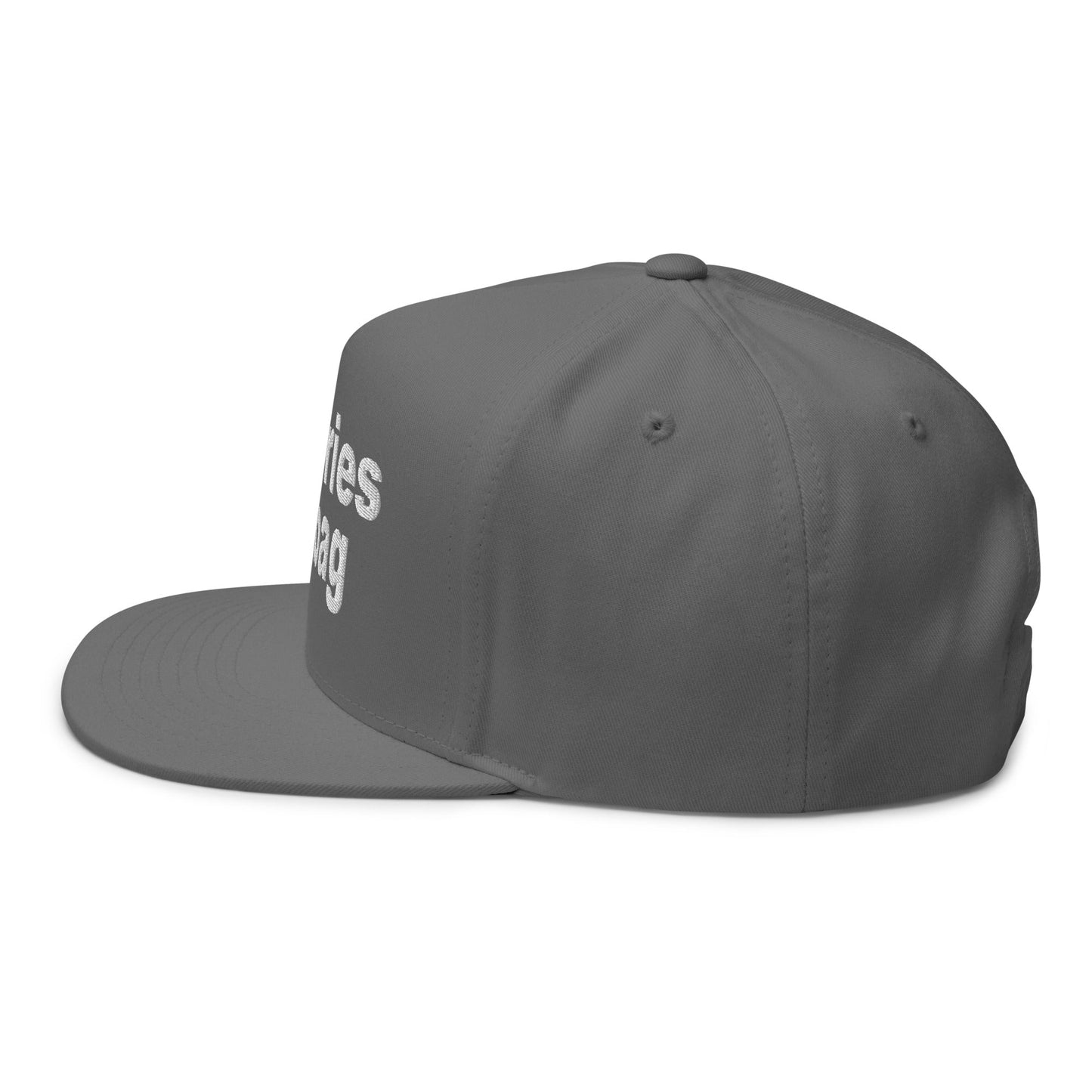 Put the Fries in the Bag Embroidered 5 Panel Flat Bill Brim Snapback Hat Grey