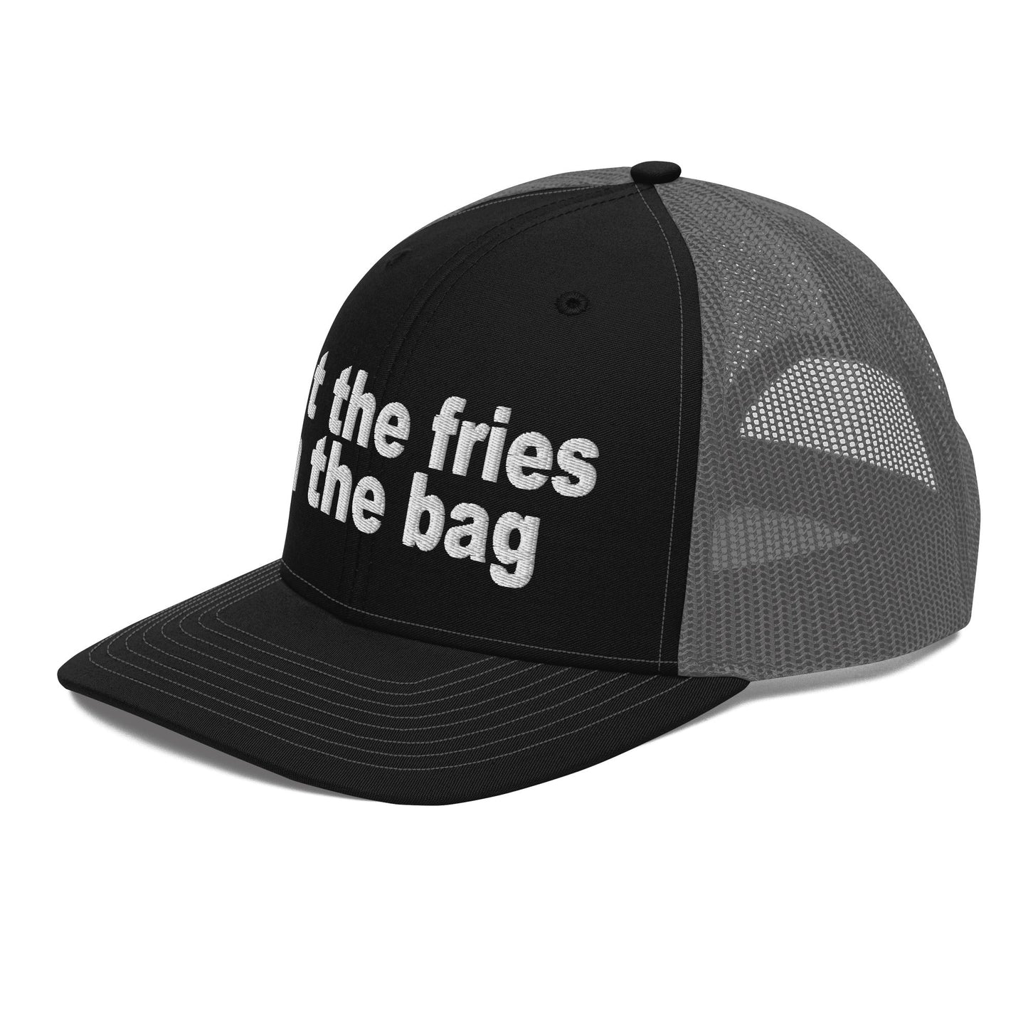 Put the Fries in the Bag Embroidered Classic Mesh Trucker Hat Black Charcoal