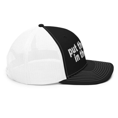 Put the Fries in the Bag Embroidered Classic Mesh Trucker Hat Black White