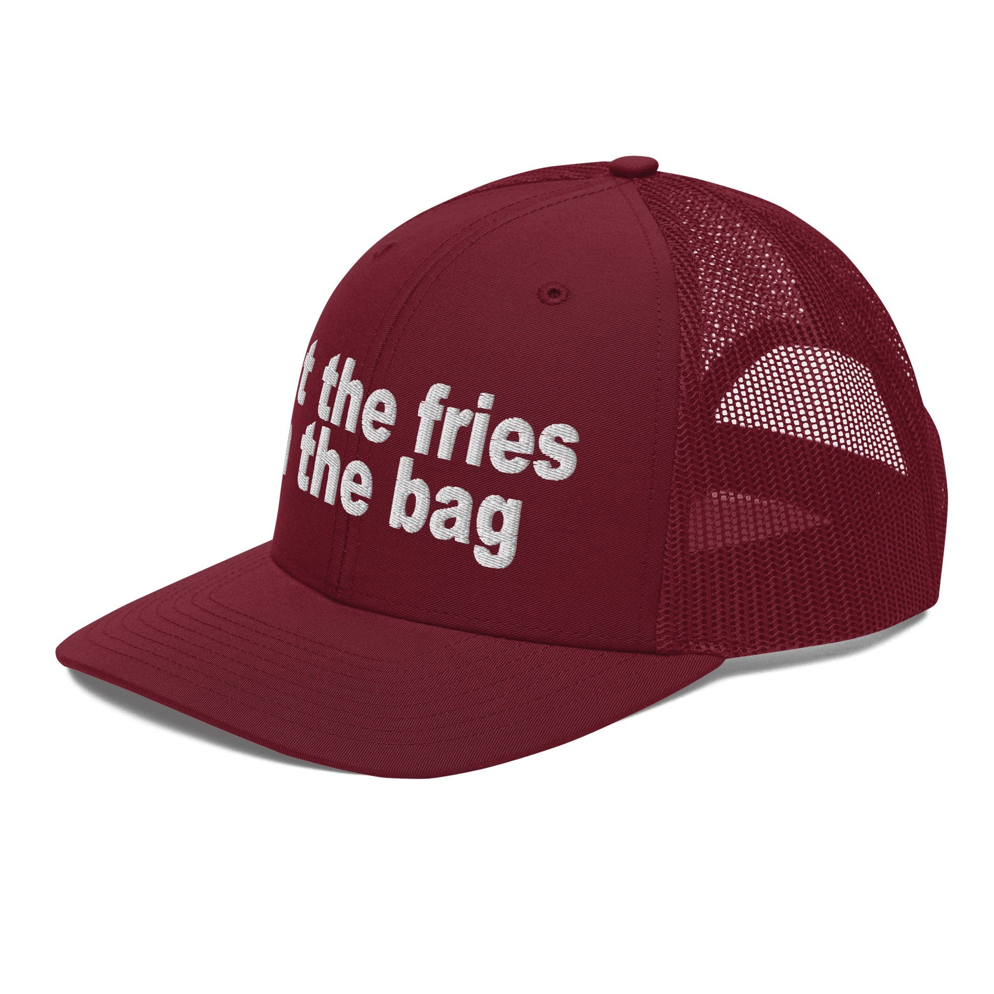 Put the Fries in the Bag Embroidered Classic Mesh Trucker Hat Cardinal