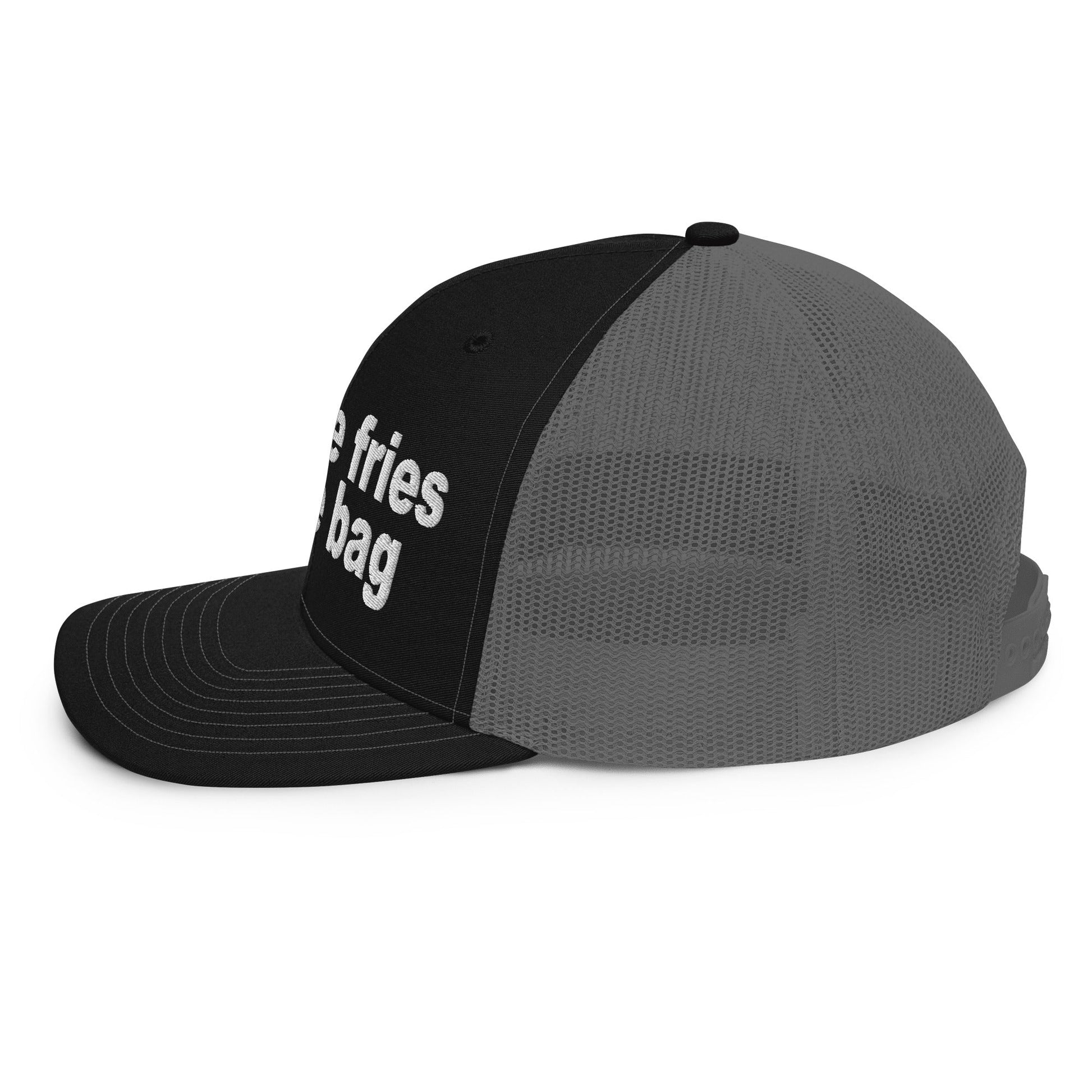 Put the Fries in the Bag Embroidered Classic Mesh Trucker Hat Black Charcoal