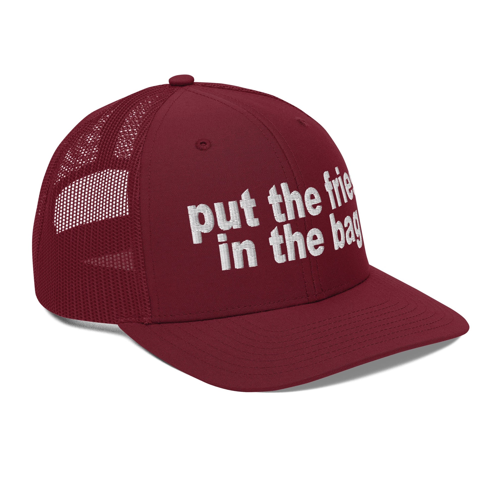 Put the Fries in the Bag Embroidered Classic Mesh Trucker Hat Cardinal