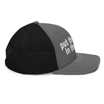 Put the Fries in the Bag Embroidered Classic Mesh Trucker Hat Charcoal Black