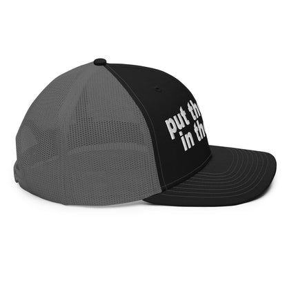 Put the Fries in the Bag Embroidered Classic Mesh Trucker Hat Black Charcoal