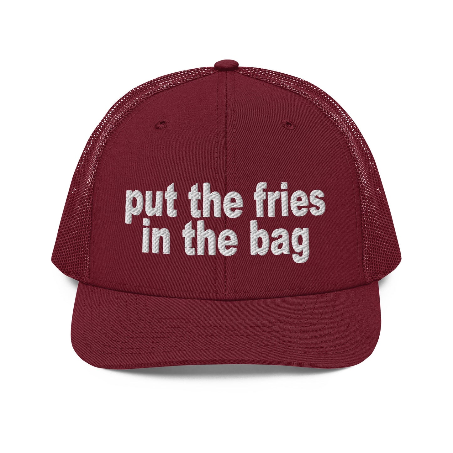 Put the Fries in the Bag Embroidered Classic Mesh Trucker Hat Cardinal