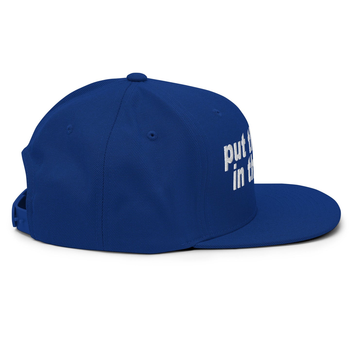 Put the Fries in the Bag Embroidered Flat Bill Brim Snapback Hat Royal Blue