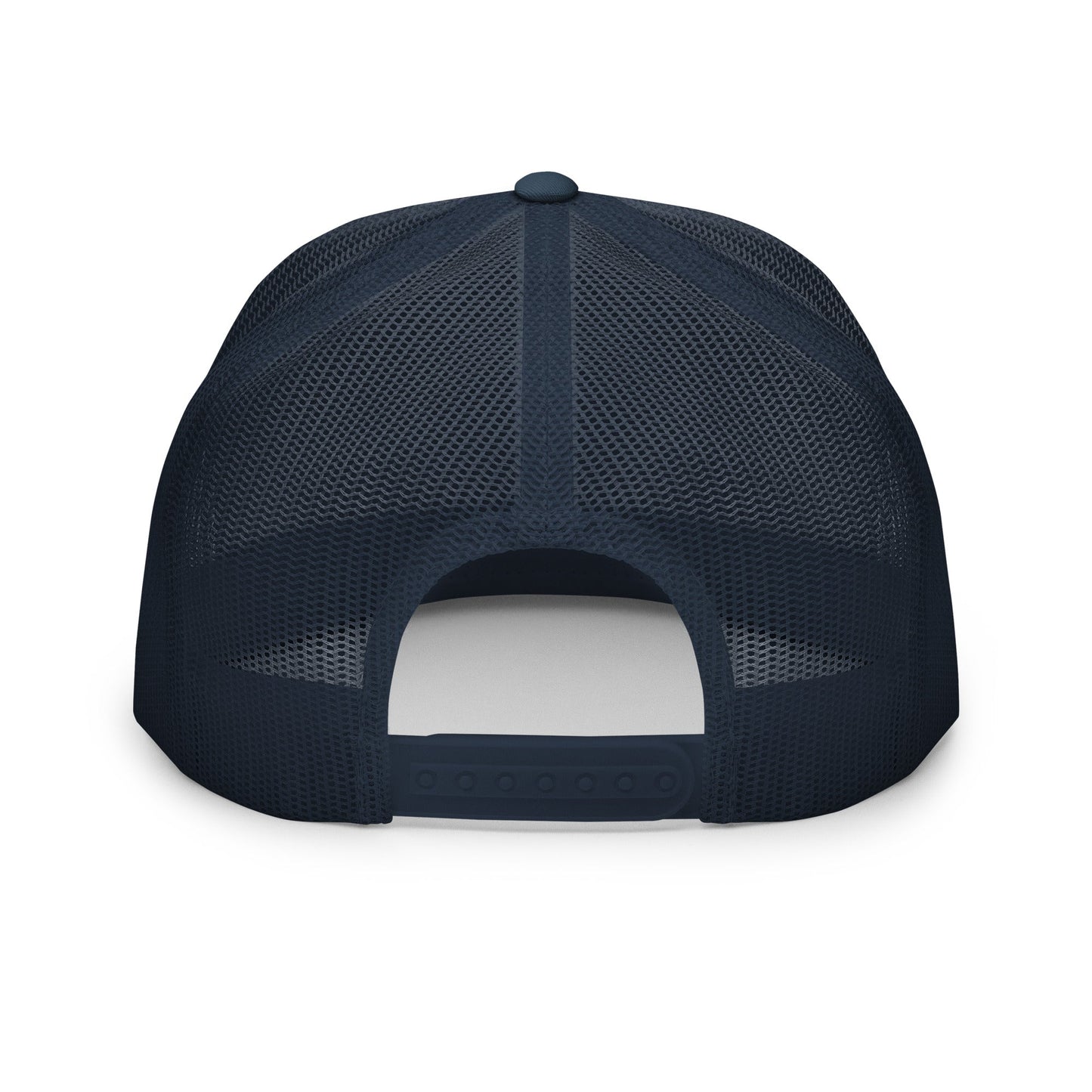 Put the Fries in the Bag Embroidered Mesh Flat Bill Brim Trucker Hat Navy