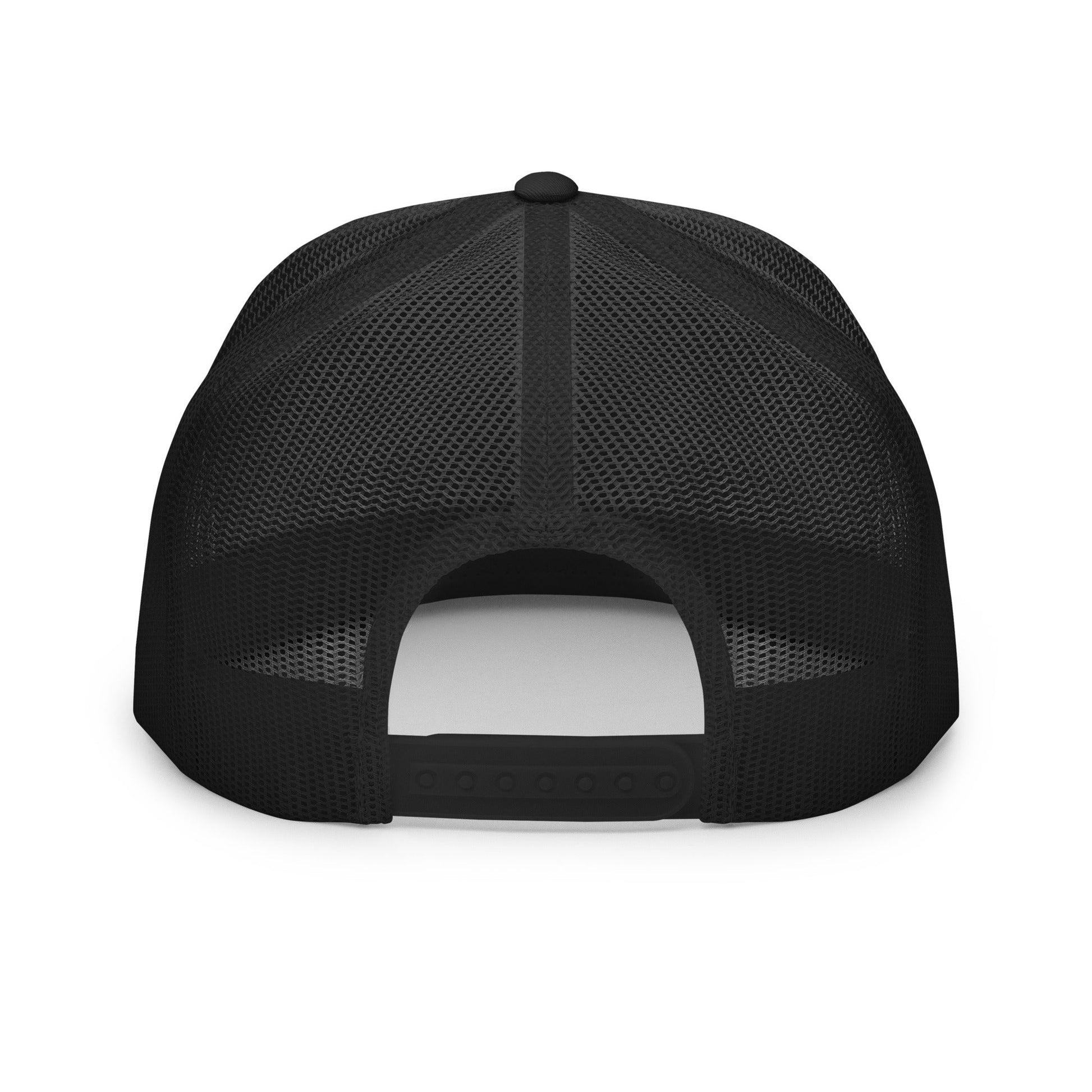 Put the Fries in the Bag Embroidered Mesh Flat Bill Brim Trucker Hat Black