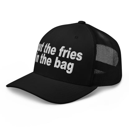 Put the Fries in the Bag Embroidered Mesh Trucker Hat Black