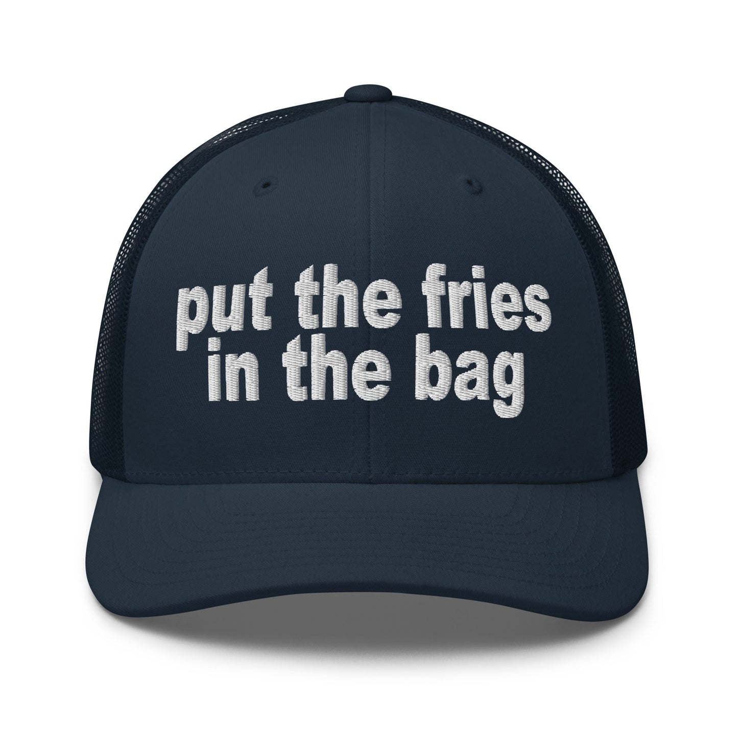 Put the Fries in the Bag Embroidered Mesh Trucker Hat Navy