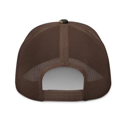 Put the Fries in the Bag Embroidered Orange Camo Trucker Hat Camo Brown