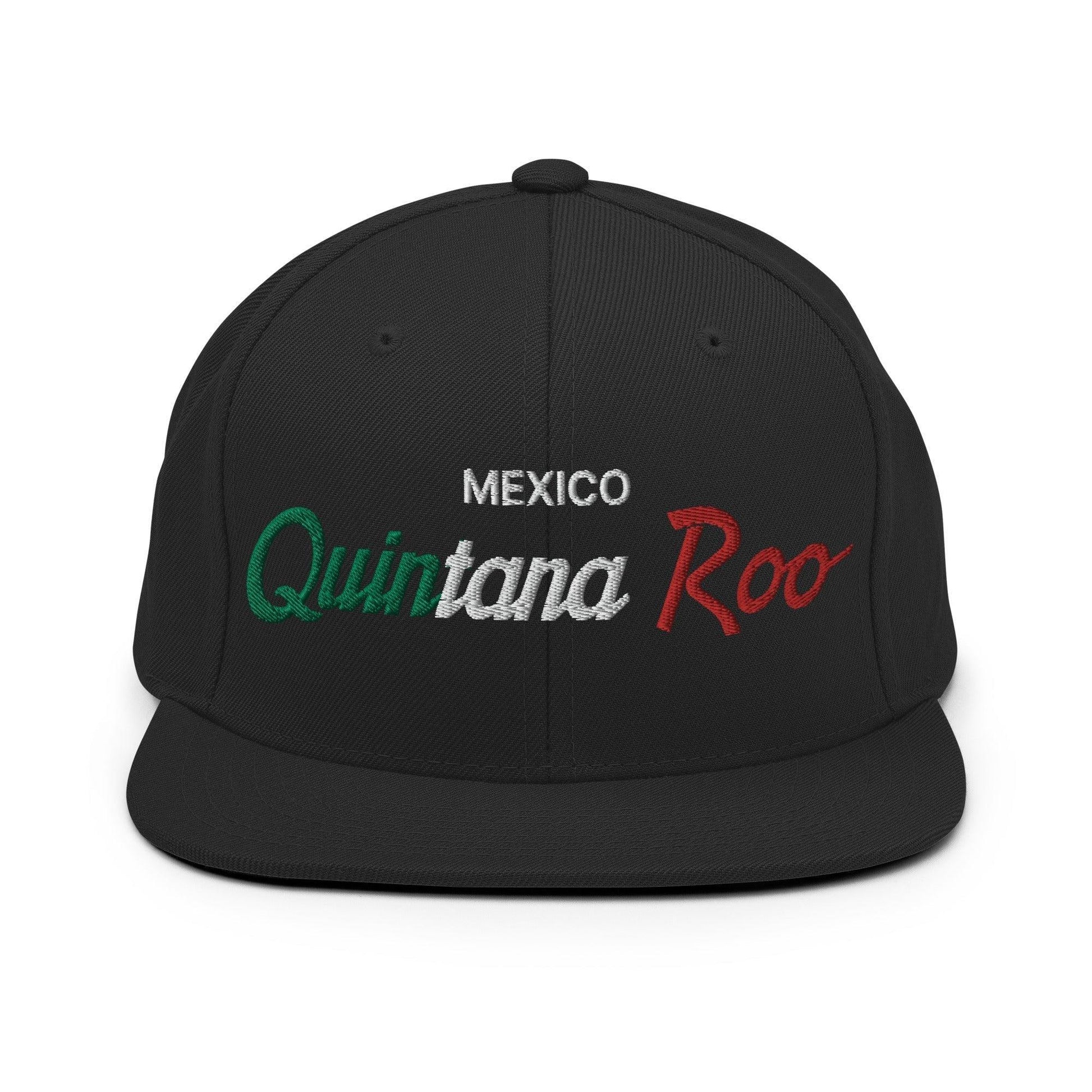 Quintana Roo Mexico Vintage Sports Script Snapback Hat Black