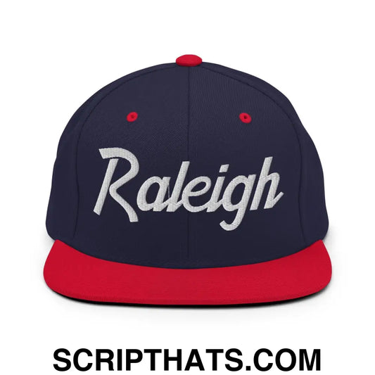 Raleigh Script Snapback Hat Navy Red