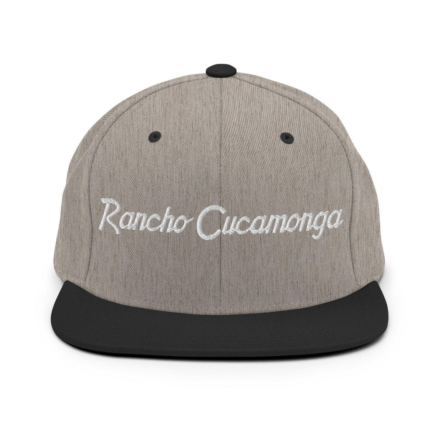 Rancho Cucamonga Script Snapback Hat Heather Black